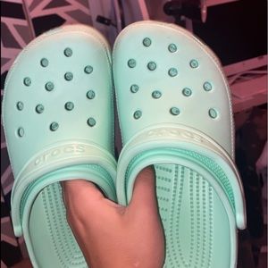 teal crocs !
